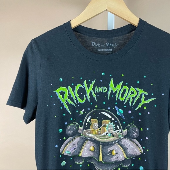Rick & Morty Size Small UFO Planets Space Ooze Crewneck Graphic Tee Shirt - Picture 5 of 5